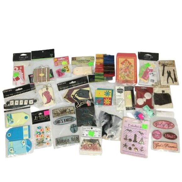 24 Scrapbooking Lot Metal Embellishments 3-D Gift Tags Magic Mesh Stickers Trims - Picture 1 of 6